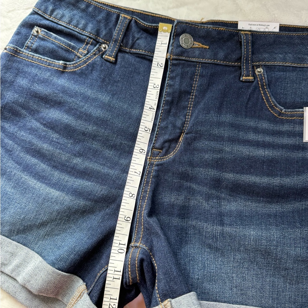 Nwt Walmart Time & And Tru True Core Jean Short Cuffed Stretch Dark Wash Blue 8 - Picture 7 of 11